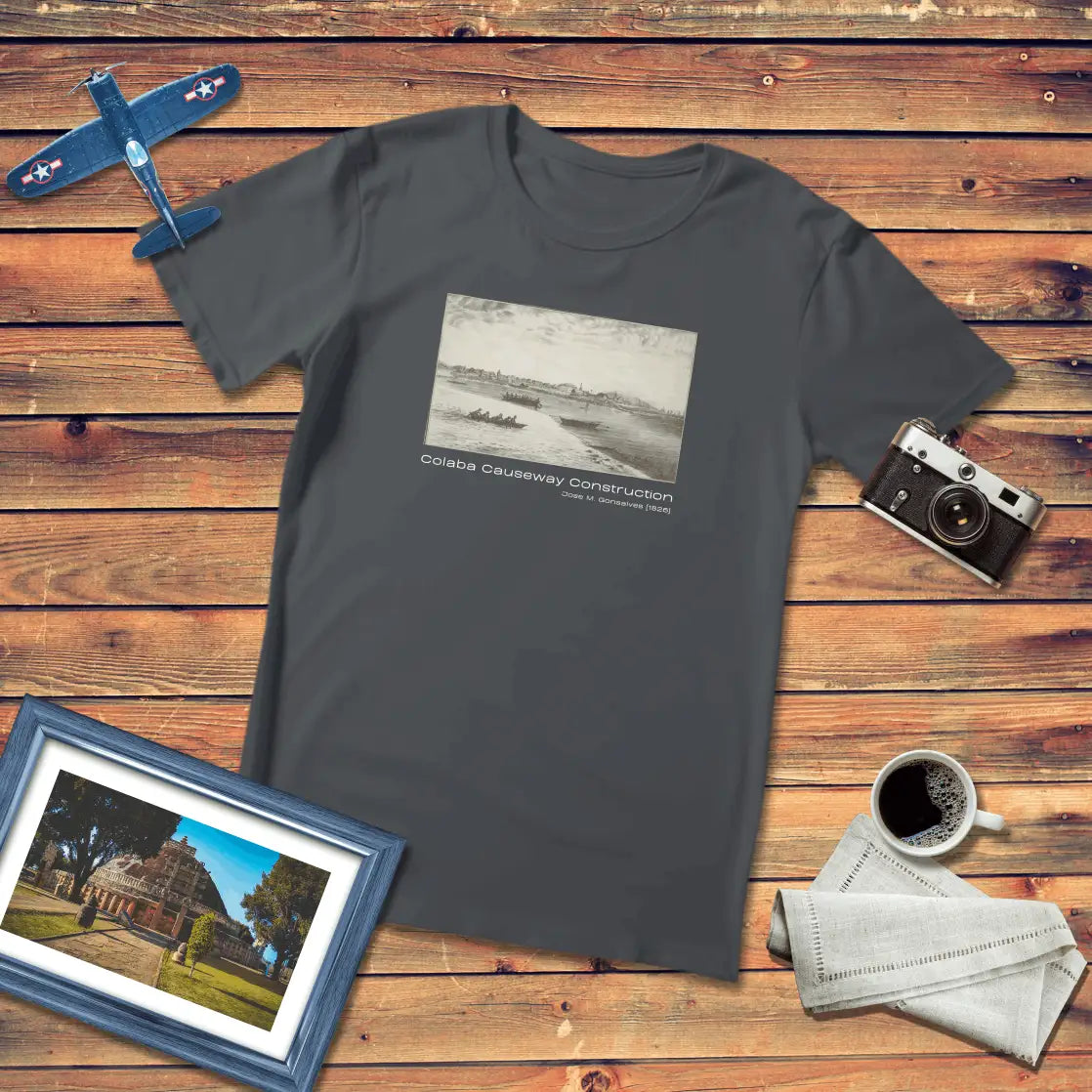 Colaba Causeway Construction Art T-Shirt Dark Edition (Premium Fit)