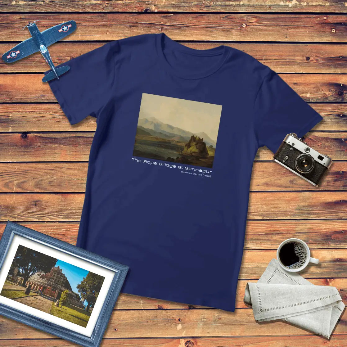 The Rope Bridge at Serinagur Art T-Shirt Dark Edition (Premium Fit)