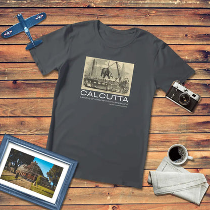 Landing an Elephant from Shipboard Art T-Shirt Dark Edition (Premium Fit)