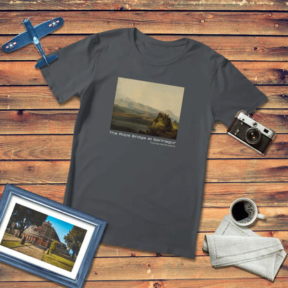The Rope Bridge at Serinagur Art T-Shirt Dark Edition (Premium Fit)